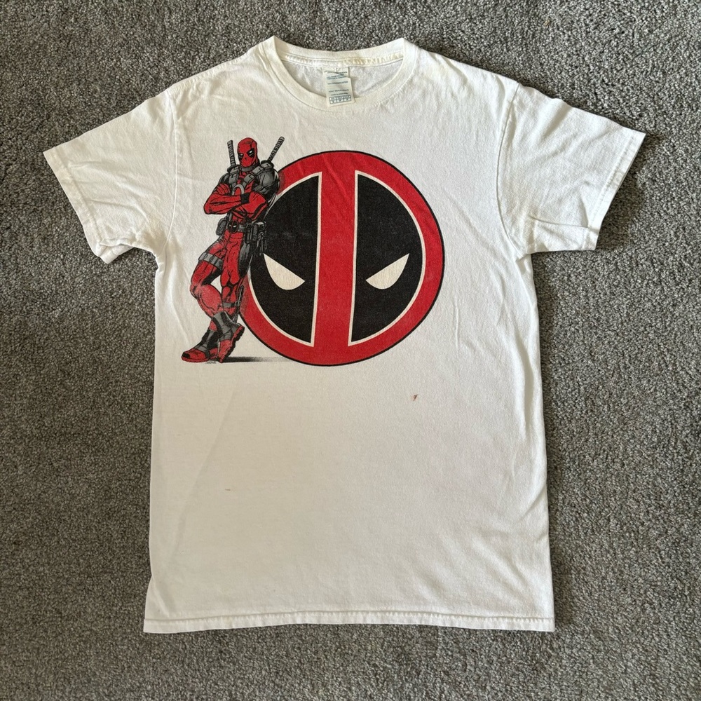 Vintage‎ Deadpool shirt mens small white marvel mad engine comics Y2K